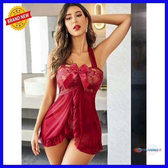 Girls Lace Babydoll Dress Halter Nightgown Open Front Maternity - Picture 6 of 8